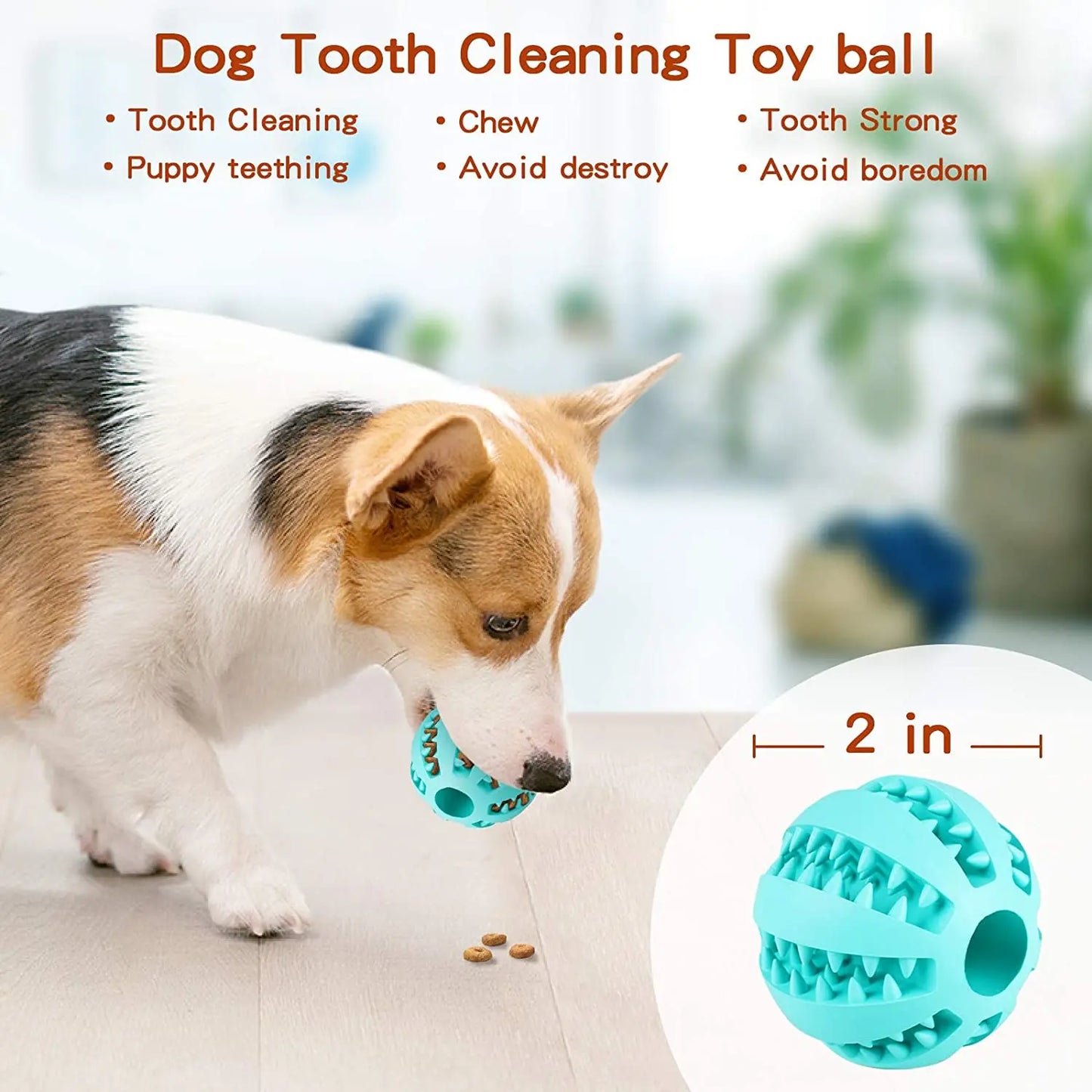 Extra-Durable 5cm Rubber Pet Ball – Chew Toy with Treat Slot, Elastic Interactive Pet Toy