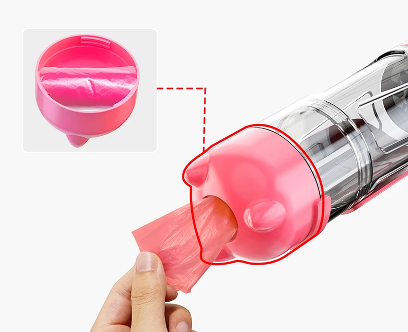 KOMMILIFE 3-in-1 Portable Pet Water Bottle & Food Feeder