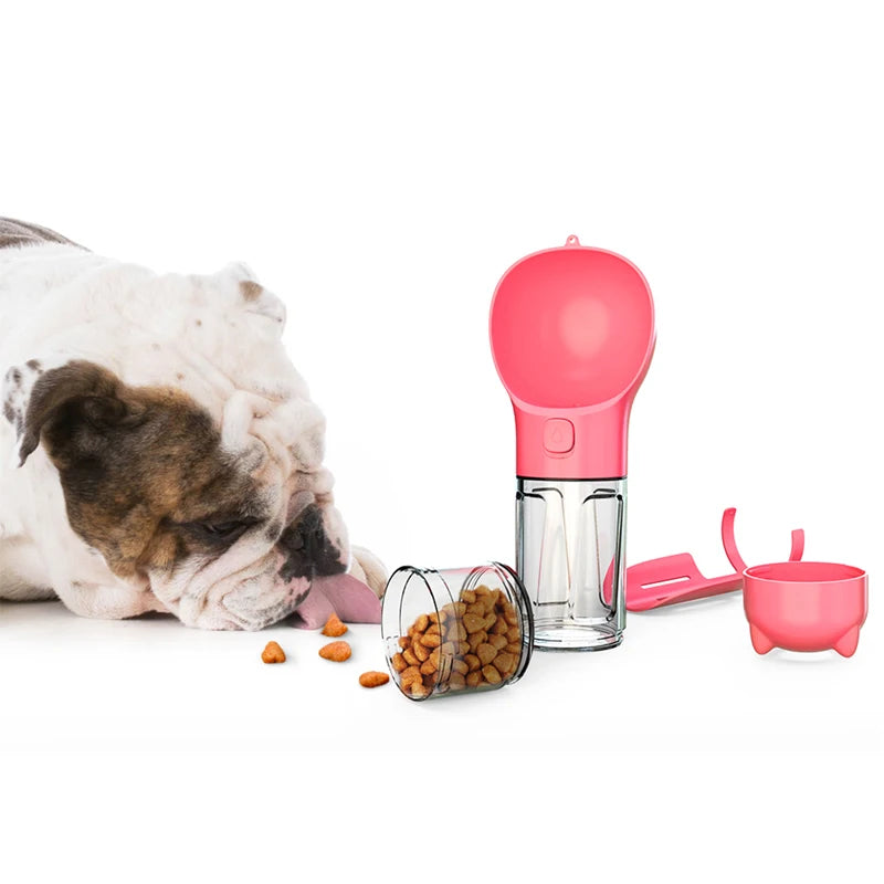 KOMMILIFE 3-in-1 Portable Pet Water Bottle & Food Feeder